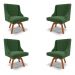 Kit 4 Cadeiras Decorativas Sala de Jantar Base Giratória de Madeira Firenze Suede Verde Esmeralda/Natural G19 - Gran Belo