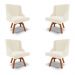 Kit 4 Cadeiras Decorativas Sala de Jantar Base Giratória de Madeira Firenze Veludo Bege/Natural G19 - Gran Belo