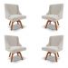 Kit 4 Cadeiras Decorativas Sala de Jantar Base Giratória de Madeira Firenze Veludo Cinza/Natural G19 - Gran Belo
