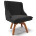 Kit 4 Cadeiras Decorativas Sala de Jantar Base Giratória de Madeira Firenze Veludo Preto/Natural G19 - Gran Belo