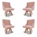 Kit 4 Cadeiras Decorativas Sala de Jantar Base Giratória de Madeira Firenze Veludo Rosê/Natural G19 - Gran Belo