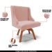 Kit 4 Cadeiras Decorativas Sala de Jantar Base Giratória de Madeira Firenze Veludo Rosê/Natural G19 - Gran Belo