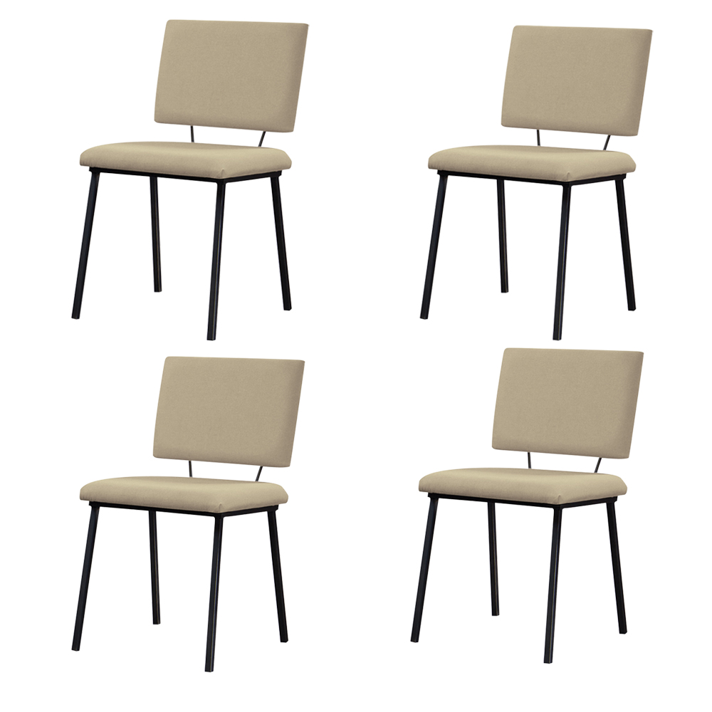 Kit 4 Cadeiras Decorativas Sala de Jantar Fennel Linho Bege G17 - Gran Belo