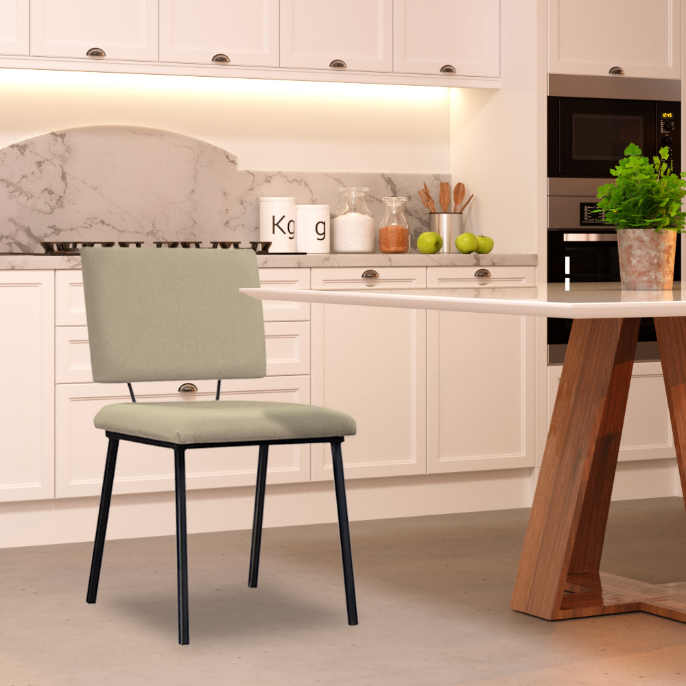 Kit 4 Cadeiras Decorativas Sala de Jantar Fennel Linho Bege G17 - Gran Belo
