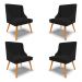 Kit 4 Cadeiras Decorativas Sala de Jantar Pés Palito de Madeira Firenze Linho Preto/Natural G19 - Gran Belo