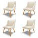 Kit 4 Cadeiras Decorativas Sala de Jantar Pés Palito de Madeira Firenze PU Bege/Natural G19 - Gran Belo