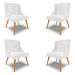 Kit 4 Cadeiras Decorativas Sala de Jantar Pés Palito de Madeira Firenze PU Branco Brilho/Natural G19 - Gran Belo