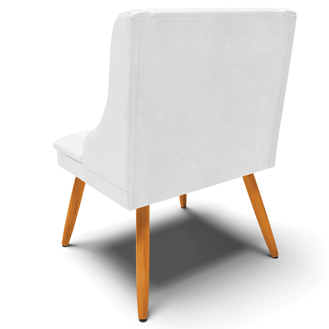 Kit 4 Cadeiras Decorativas Sala de Jantar Pés Palito de Madeira Firenze PU Branco Brilho/Natural G19 - Gran Belo