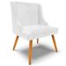 Kit 4 Cadeiras Decorativas Sala de Jantar Pés Palito de Madeira Firenze PU Branco Brilho/Natural G19 - Gran Belo