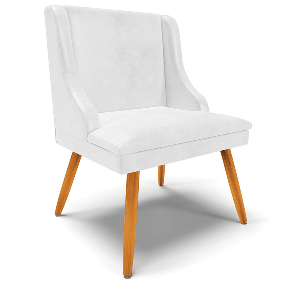 Kit 4 Cadeiras Decorativas Sala de Jantar Pés Palito de Madeira Firenze PU Branco Brilho/Natural G19 - Gran Belo