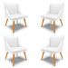 Kit 4 Cadeiras Decorativas Sala de Jantar Pés Palito de Madeira Firenze PU Branco Fosco/Natural G19 - Gran Belo