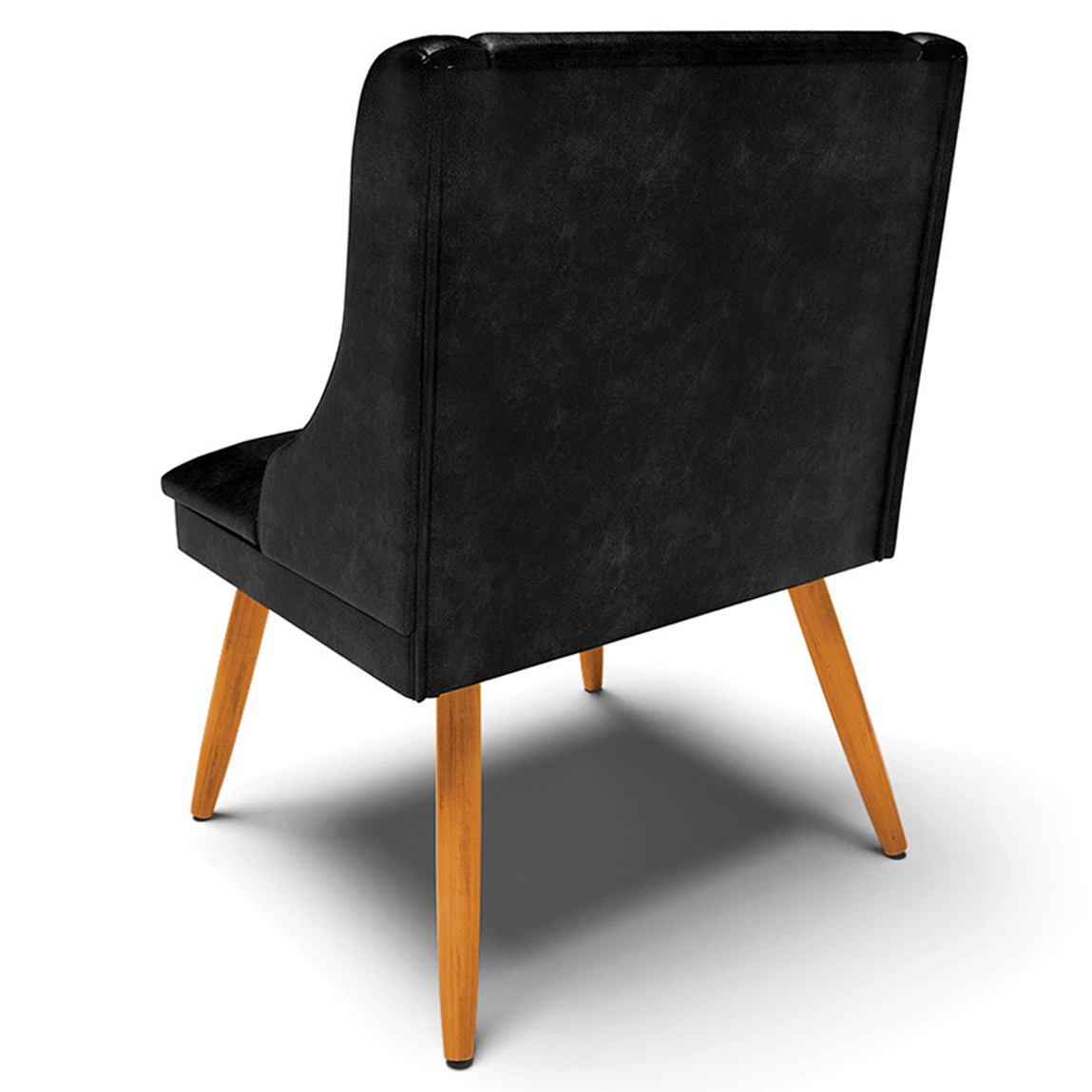 Kit 4 Cadeiras Decorativas Sala de Jantar Pés Palito de Madeira Firenze PU Preto Brilho/Natural G19 - Gran Belo