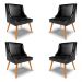 Kit 4 Cadeiras Decorativas Sala de Jantar Pés Palito de Madeira Firenze PU Preto Brilho/Natural G19 - Gran Belo
