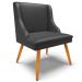 Kit 4 Cadeiras Decorativas Sala de Jantar Pés Palito de Madeira Firenze PU Preto Fosco/Natural G19 - Gran Belo
