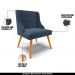 Kit 4 Cadeiras Decorativas Sala de Jantar Pés Palito de Madeira Firenze Suede Azul Marinho/Natural G19 - Gran Belo