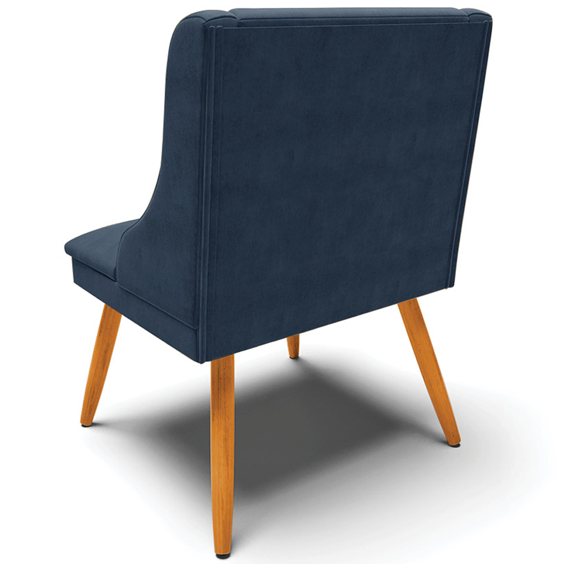 Kit 4 Cadeiras Decorativas Sala de Jantar Pés Palito de Madeira Firenze Suede Azul Marinho/Natural G19 - Gran Belo