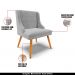Kit 4 Cadeiras Decorativas Sala de Jantar Pés Palito de Madeira Firenze Suede Cinza/Natural G19 - Gran Belo