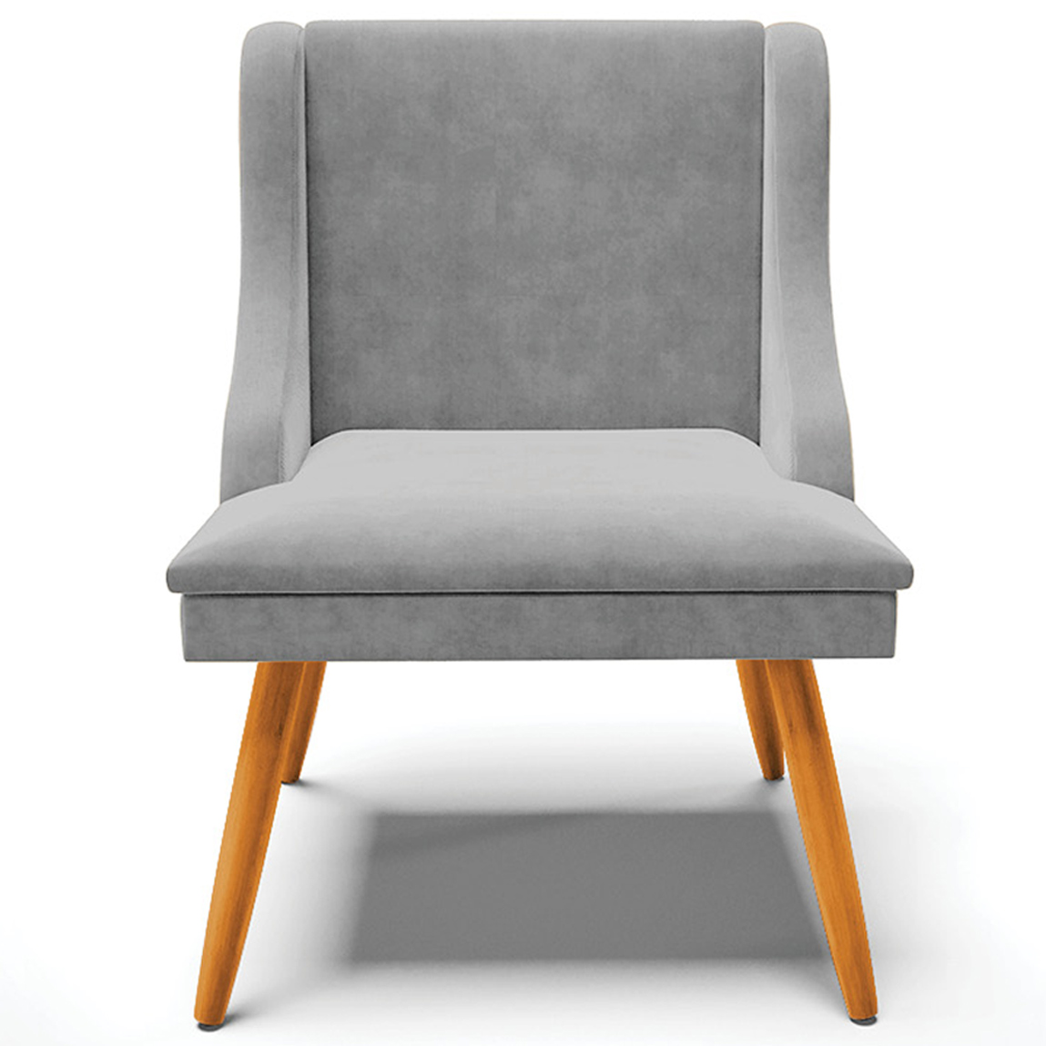 Kit 4 Cadeiras Decorativas Sala de Jantar Pés Palito de Madeira Firenze Suede Cinza/Natural G19 - Gran Belo
