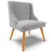 Kit 4 Cadeiras Decorativas Sala de Jantar Pés Palito de Madeira Firenze Suede Cinza/Natural G19 - Gran Belo