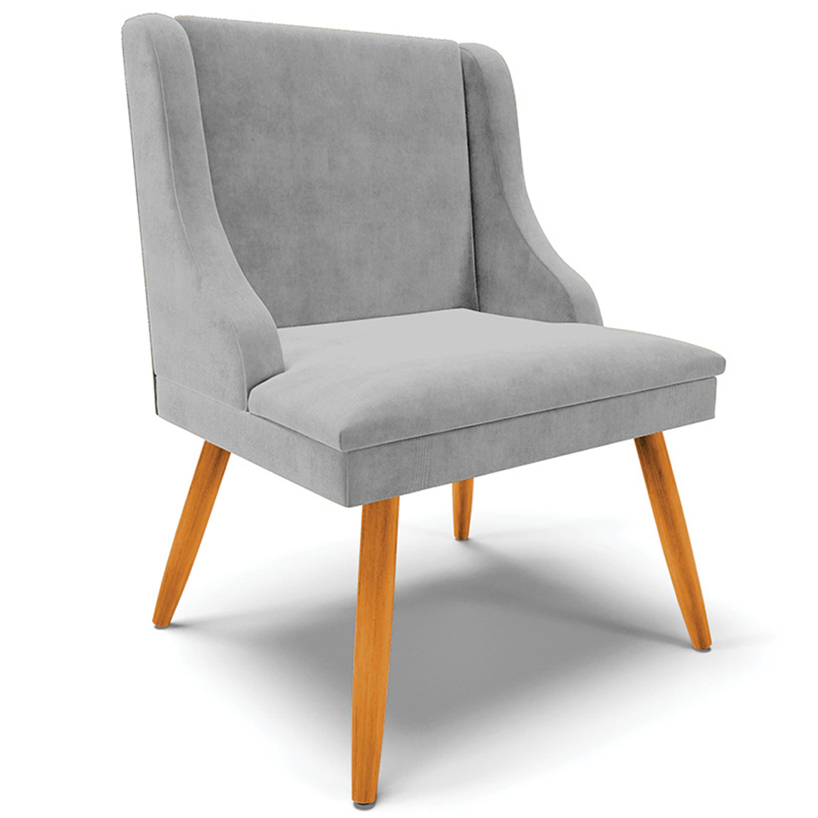 Kit 4 Cadeiras Decorativas Sala de Jantar Pés Palito de Madeira Firenze Suede Cinza/Natural G19 - Gran Belo