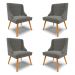 Kit 4 Cadeiras Decorativas Sala de Jantar Pés Palito de Madeira Firenze Suede Grafite/Natural G19 - Gran Belo