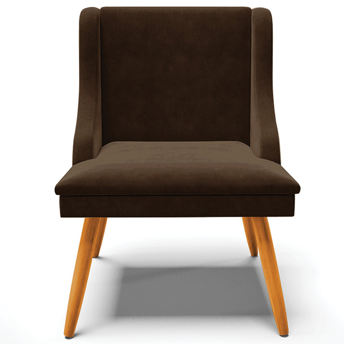 Kit 4 Cadeiras Decorativas Sala de Jantar Pés Palito de Madeira Firenze Suede Marrom/Natural G19 - Gran Belo