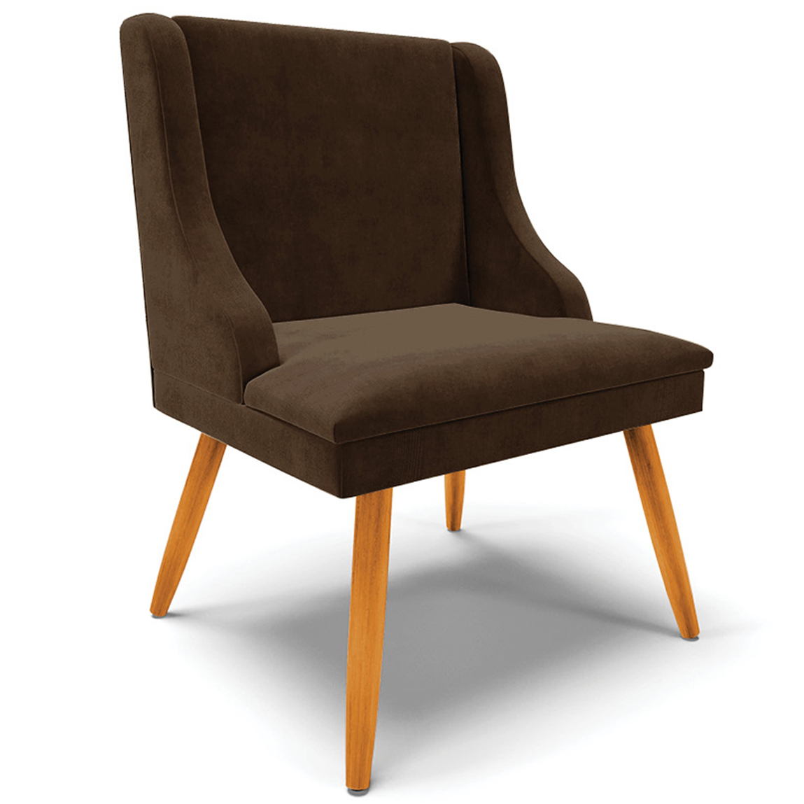 Kit 4 Cadeiras Decorativas Sala de Jantar Pés Palito de Madeira Firenze Suede Marrom/Natural G19 - Gran Belo