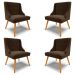 Kit 4 Cadeiras Decorativas Sala de Jantar Pés Palito de Madeira Firenze Suede Marrom/Natural G19 - Gran Belo