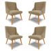 Kit 4 Cadeiras Decorativas Sala de Jantar Pés Palito de Madeira Firenze Suede Nude/Natural G19 - Gran Belo