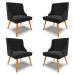 Kit 4 Cadeiras Decorativas Sala de Jantar Pés Palito de Madeira Firenze Suede Preto/Natural G19 - Gran Belo