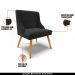Kit 4 Cadeiras Decorativas Sala de Jantar Pés Palito de Madeira Firenze Suede Preto/Natural G19 - Gran Belo