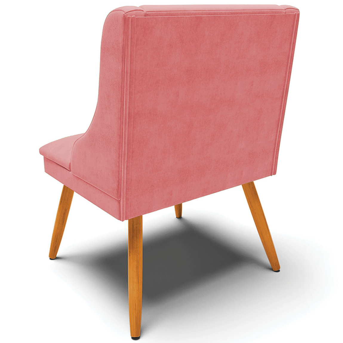 Kit 4 Cadeiras Decorativas Sala de Jantar Pés Palito de Madeira Firenze Suede Rosê/Natural G19 - Gran Belo