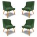 Kit 4 Cadeiras Decorativas Sala de Jantar Pés Palito de Madeira Firenze Suede Verde Esmeralda/Natural G19 - Gran Belo