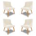 Kit 4 Cadeiras Decorativas Sala de Jantar Pés Palito de Madeira Firenze Veludo Bege/Natural G19 - Gran Belo