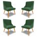 Kit 4 Cadeiras Decorativas Sala de Jantar Pés Palito de Madeira Firenze Veludo Verde/Natural G19 - Gran Belo