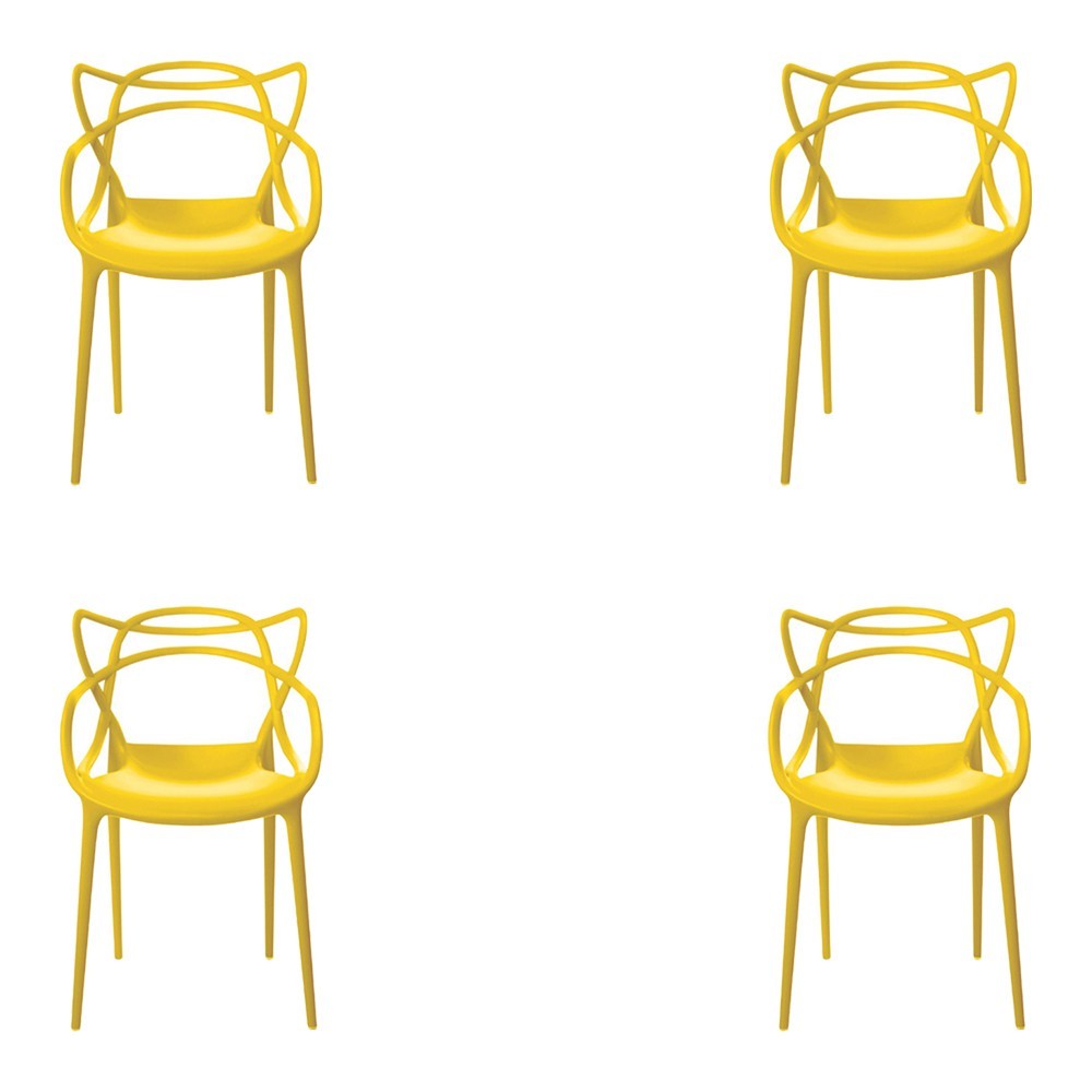 Kit 4 Cadeiras Decorativas Sala e Cozinha Feliti (PP) Amarela G56 - Gran Belo