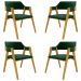 Kit 4 Cadeiras Sala de Jantar e Jogos Carteados Madeira Maciça Poker Veludo Verde/Mel G42 - Gran Belo