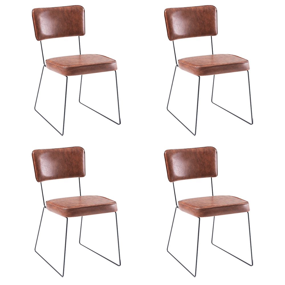 Kit 4 Cadeiras de Jantar Decorativa Base Aço Preto Luigi PU Caramelo G17 - Gran Belo