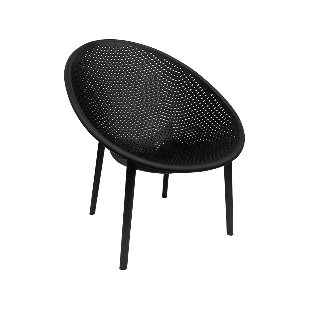 Kit 4 Poltronas Área Externa de PP Marina com Base Desmontável Preto G56 - Gran Belo