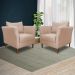 Kit 4 Poltronas Decorativa Sala de Estar Pés Palito Lubbock Couro Bege G58 - Gran Belo