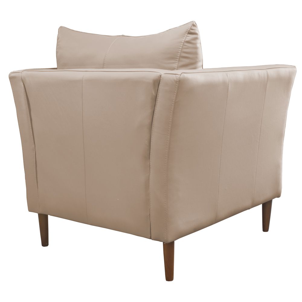 Kit 4 Poltronas Decorativa Sala de Estar Pés Palito Lubbock Couro Bege G58 - Gran Belo