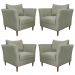 Kit 4 Poltronas Decorativa Sala de Estar Pés Palito Lubbock Couro Fendi G58 - Gran Belo
