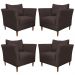 Kit 4 Poltronas Decorativa Sala de Estar Pés Palito Lubbock Couro Marrom G58 - Gran Belo