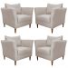 Kit 4 Poltronas Decorativa Sala de Estar Pés Palito Lubbock Couro Off White G58 - Gran Belo