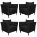 Kit 4 Poltronas Decorativa Sala de Estar Pés Palito Lubbock Couro Preto G58 - Gran Belo