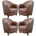 Kit 4 Poltronas Decorativas Sala de Estar Pés Madeira Kairós Couro Caramelo G03 - Gran Belo