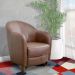 Kit 4 Poltronas Decorativas Sala de Estar Pés Madeira Kairós Couro Caramelo G03 - Gran Belo