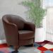 Kit 4 Poltronas Decorativas Sala de Estar Pés Madeira Kairós Couro Chocolate G03 - Gran Belo