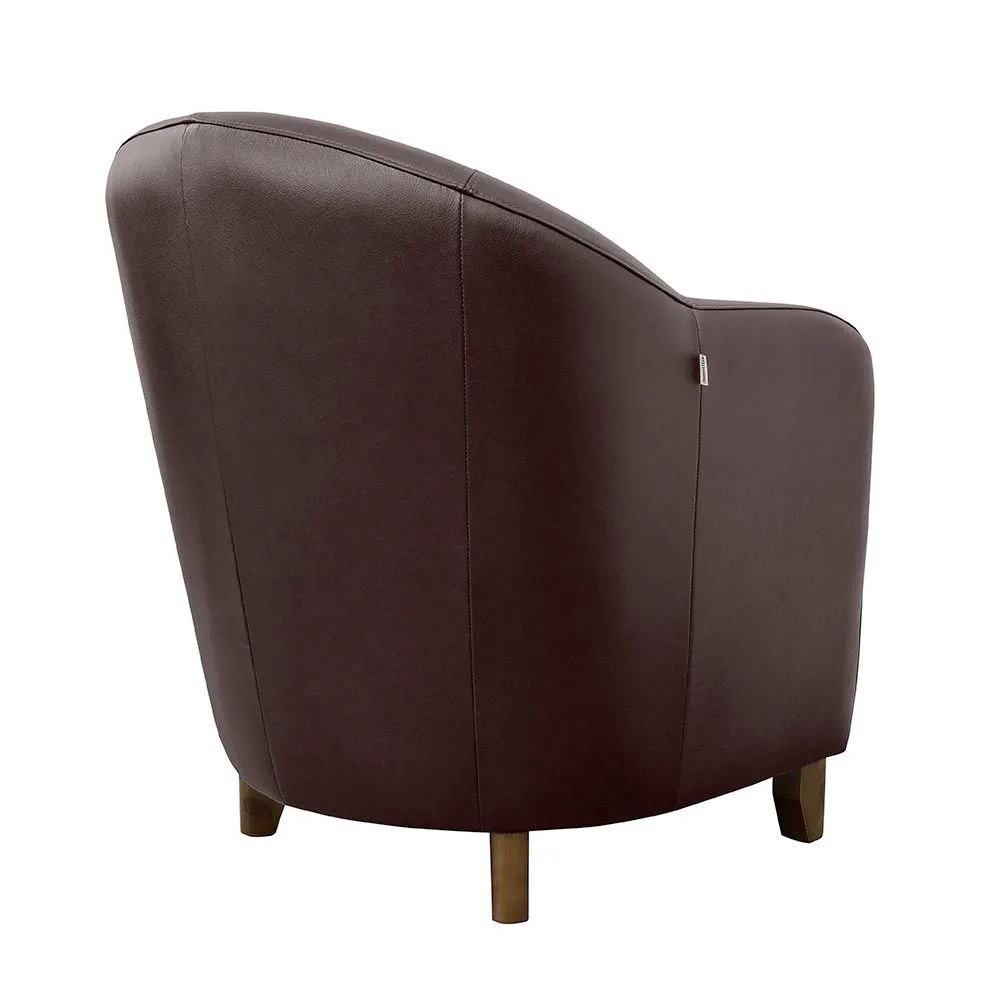 Kit 4 Poltronas Decorativas Sala de Estar Pés Madeira Kairós Couro Chocolate G03 - Gran Belo