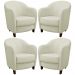 Kit 4 Poltronas Decorativas Sala de Estar Pés Madeira Kairós Couro Off White G03 - Gran Belo